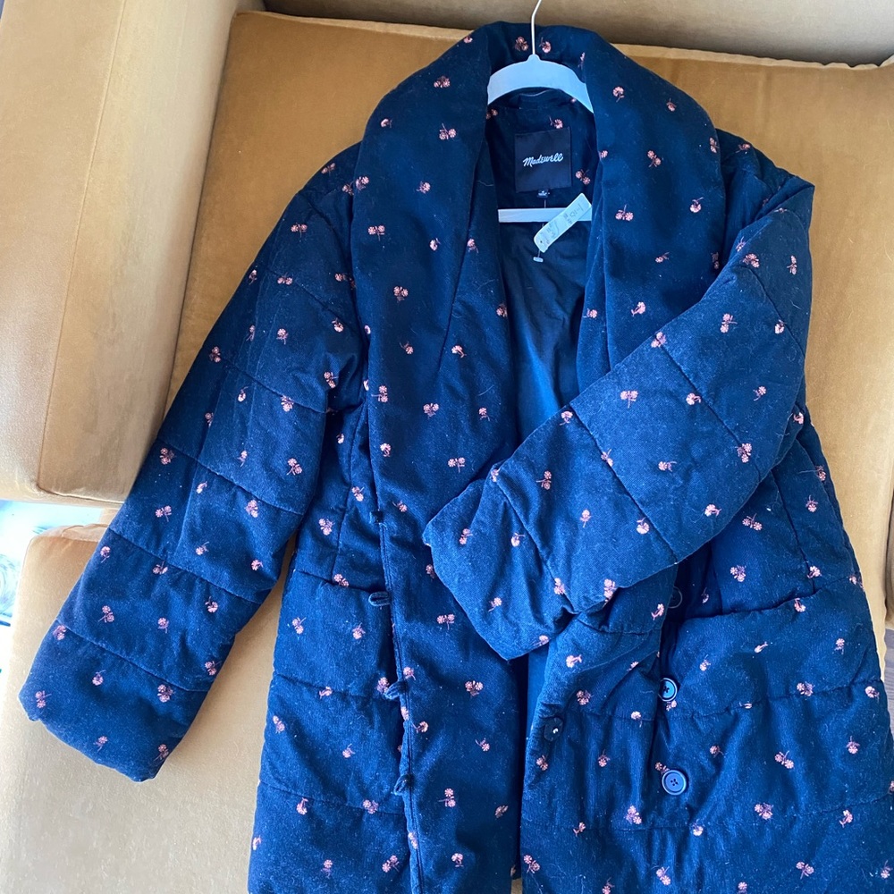 Madewell Floral puffer quilted corduroy coat